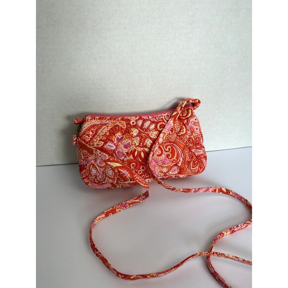 Vera Bradley Sherbet Paisley Hobo Crossbody Bag – Pink & Orange Quilted Purse - Picture 4 of 6